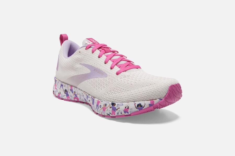 Brooks Running Shoes Womens White/Pink - Revel 4 Road - 2847-WEHNV